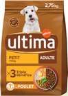 Croquettes pour petit chien adulte au poulet - ULTIMA en promo chez Intermarché Hyper Croquettes pour petit chien adulte au poulet - ULTIMA dans le catalogue Intermarché Hyper