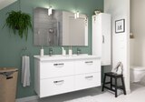 Meuble sous vasque l. 120 cm blanc "aruna" en promo à 110,00 € chez Brico Dépôt Meuble sous vasque l. 120 cm blanc "aruna" dans le catalogue Brico Dépôt