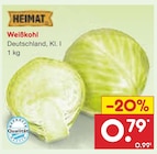 Weißkohl im Netto Marken-Discount Prospekt Weißkohl von HEIMAT im aktuellen Netto Marken-Discount Prospekt für 0,79 €