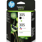 HP 305 - Pack de 2 - noir et 3 couleurs - cartouche d'encre originale (6ZD17AE) - HP - Bureau Vallée à Limoges HP 305 - Pack de 2 - noir et 3 couleurs - cartouche d'encre originale (6ZD17AE) - HP en promo chez Bureau Vallée Limoges à 20,99 €