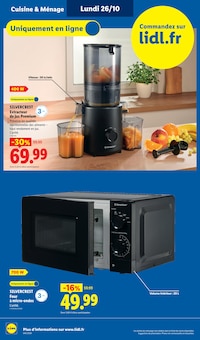 Promotion Extracteur De Jus Électrique dans le prospectus Lidl, valable du 22/10/2026 au 28/10/2026 Promo Extracteur De Jus Électrique dans le catalogue Lidl du moment à la page 48