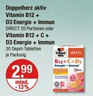 Vitamin B12 + D3 Energie + Immun oder Vitamin B12 + C + D3 Energie + Immun von Doppelherz aktiv im aktuellen V-Markt Prospekt für 2,99 €