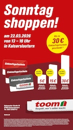 toom Baumarkt Prospekt für Kaiserslautern: "Sonntag shoppen!", 1 Seite, 22.03.2026 - 22.03.2026