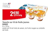 Yaourts sur lit de fruits jaunes - Baiko en promo chez Carrefour Ivry-sur-Seine à 2,80 €