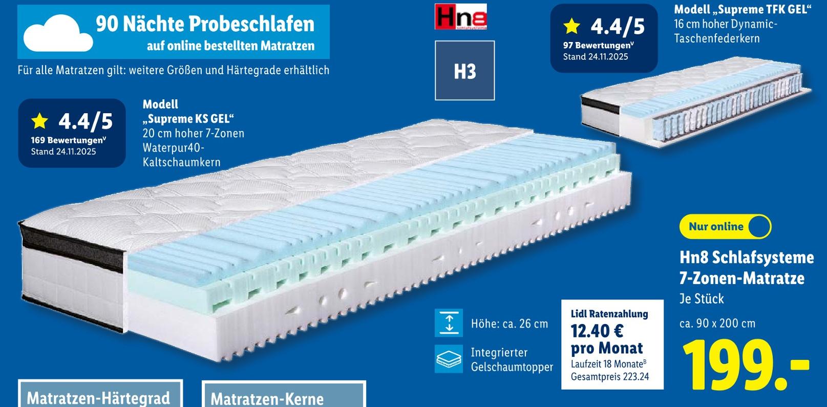 Hn8 Schlafsysteme 7-Zonen-Matratze