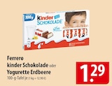 Ferrero kinder Schokolade oder Yogurette Erdbeere Angebote bei famila Nordost Neumünster für 1,29 €