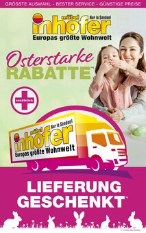Aktueller Möbel Inhofer Neu-Ulm Prospekt "Osterstarke Rabatte" mit 10 Seiten
