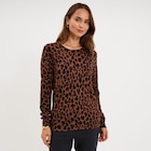 Pull col rond manches longues marron chocolat femme en promo chez La Halle Pull col rond manches longues marron chocolat femme dans le catalogue La Halle