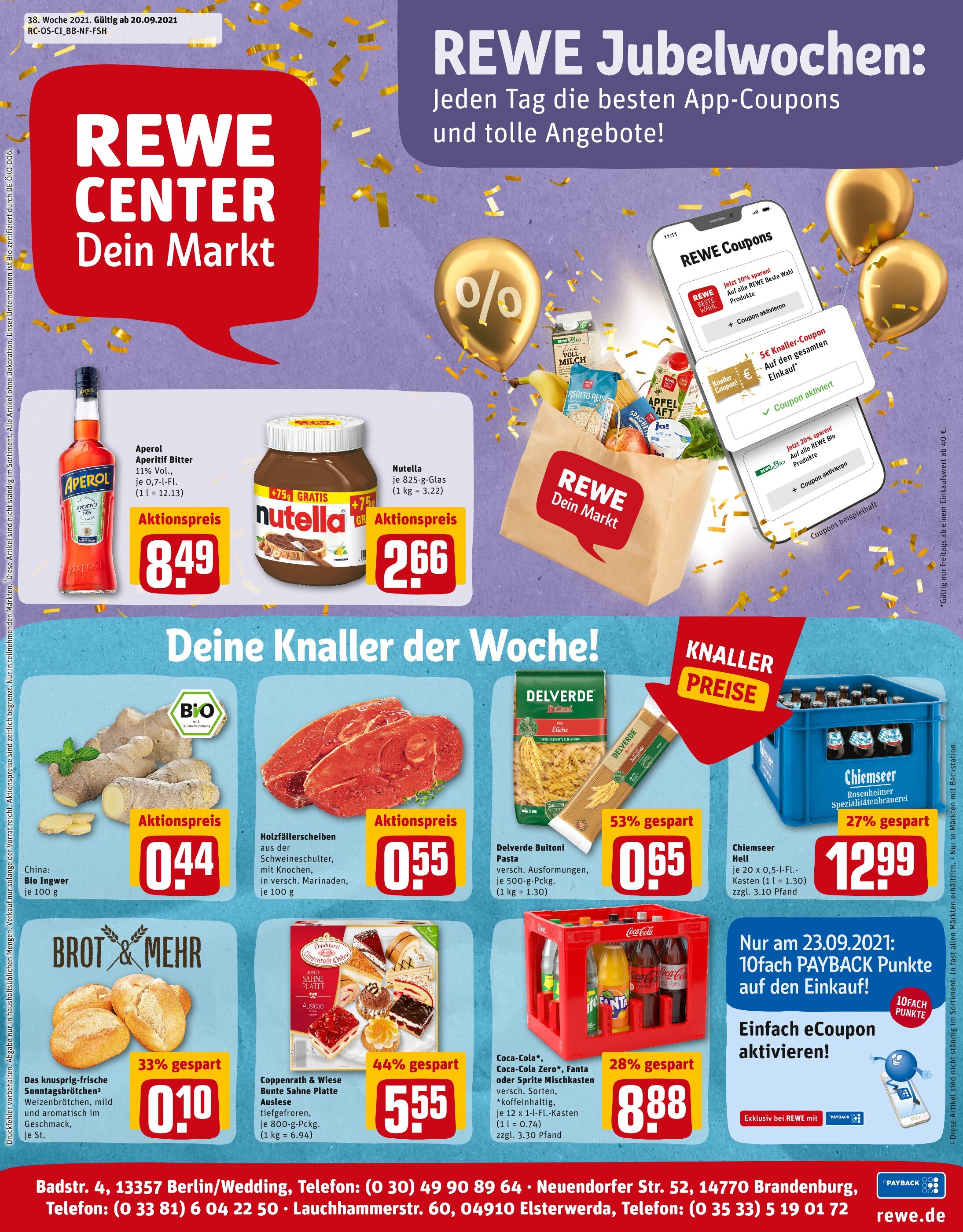 REWE Prospekt für Berlin mit 25 Seiten REWE Prospekt für Berlin: "Angebote im Markt", 25 Seiten, 20.09.2021 - 25.09.2021