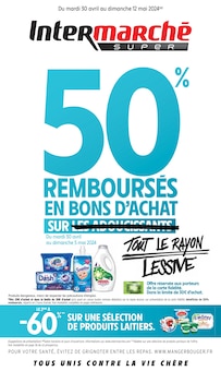 Prospectus Intermarché à Sévignac, "50% REMBOURSÉS EN BONS D'ACHAT SUR TOUT LE RAYON LESSIVE", 46 pages de promos valables du 30/04/2024 au 12/05/2024
