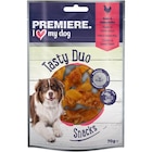 PREMIERE Tasty Duo Snack poulet et banane Filet poulet et patate douce 7x70 g - PREMIERE en promo chez Maxi Zoo PREMIERE Tasty Duo Snack poulet et banane Filet poulet et patate douce 7x70 g - PREMIERE dans le catalogue Maxi Zoo