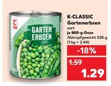 Gartenerbsen im Angebot bei Kaufland in Gütersloh Gartenerbsen Angebote von K-CLASSIC bei Kaufland Gütersloh für 1,29 €