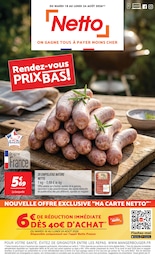 Catalogue Netto à Le Blanc, avec 16 pages Prospectus Netto à Le Blanc, "Rendez-vous PRIX BAS !", 16 pages, 18/08/2026 - 24/08/2026