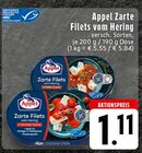 Zarte Filets vom Hering im Angebot bei EDEKA in Herne Zarte Filets vom Hering Angebote von Appel bei EDEKA Herne für 1,11 €