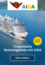 AIDA Prospekt "Reiseangebote", 1 Seiten, für Leverkusen, 18.11.2019 - 24.11.2019 AIDA Prospekt "Reiseangebote", 1 Seiten, für Leverkusen, 18.11.2019 - 24.11.2019