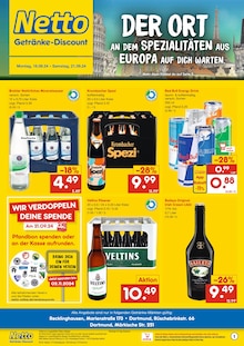 Netto Marken-Discount Prospekt "DER ORT AN DEM SPEZIALITÄTEN AUS EUROPA AUF DICH WARTEN." mit  Seiten (Dortmund)