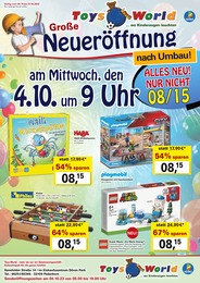 Toys World Prospekt für Gütersloh mit 4 Seiten Toys World Prospekt für Gütersloh: "Große Neueröffnung", 4 Seiten, 04.10.2023 - 07.10.2023
