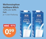 Haltbare Milch 1,5% oder 3,5% Fett von Weihenstephan im aktuellen V-Markt Prospekt für 0,99 €