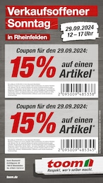 Aktueller toom Baumarkt Prospekt, "Verkaufsoffener Sonntag", mit Angeboten der Woche, gültig von 29.09.2024 bis 29.09.2024