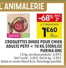 Croquettes Dinde pour Chien Adulte Petit < 10 kg Stérilisé - Purina One à 1,60 € dans le catalogue Supeco