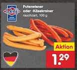 Putenwiener oder -Käsekrainer bei Netto Marken-Discount im Fockendorf Prospekt für 1,29 €