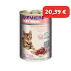 Promo PREMIERE Meat Menu Kitten Bœuf et cœurs de dinde 6x400 g à 20,39 € dans le catalogue Maxi Zoo à Mondeville