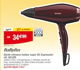 Sèche-cheveux moteur super DC Expression réf. 5912PE - BaByliss en promo chez Migros France Annemasse à 34,99 €