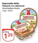 Teewurst von Rügenwalder Mühle für 1,29 € bei GLOBUS im Angebot Teewurst von Rügenwalder Mühle im aktuellen GLOBUS Prospekt