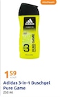 3-in-1 Duschgel Pure Game im Action Prospekt 3-in-1 Duschgel Pure Game von Adidas im aktuellen Action Prospekt für 1,59 €