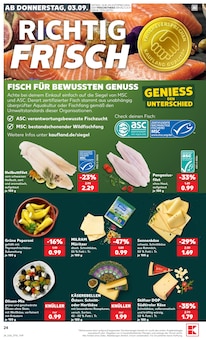 Peperoni Angebot im Kaufland Prospekt, gültig von 03.09.2026 bis 09.09.2026 Peperoni Angebot im aktuellen Kaufland Prospekt auf Seite 24