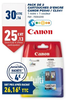 Cartouche Imprimante dans le catalogue Bureau Vallée PACK DE 2 1 noire + 1 couleur à 30,16 € en promo chez Bureau Vallée