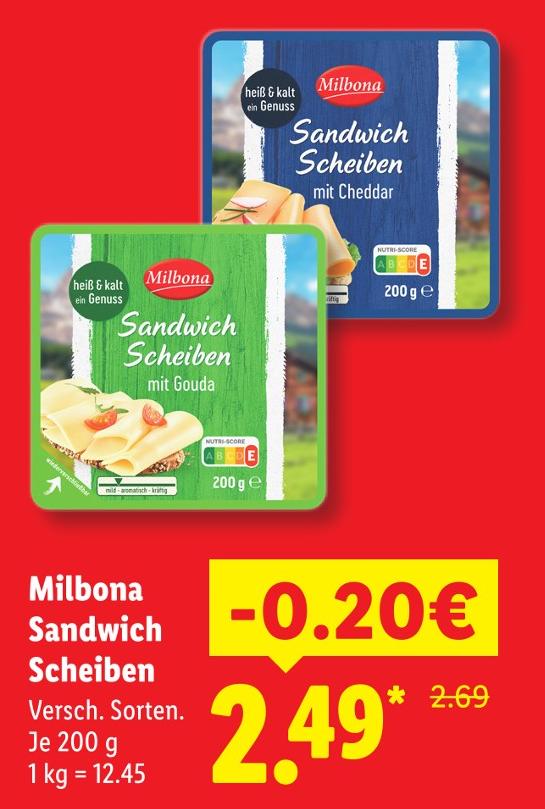 Sandwich Scheiben mit Cheddar