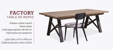 Factory table de repas - Crozatier à Le Havre Factory table de repas en promo chez Crozatier Le Havre à 3 290,00 €