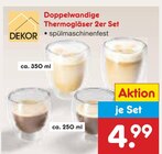 Doppelwandige Thermogläser 2er Set im Angebot bei Netto Marken-Discount in Witten Doppelwandige Thermogläser 2er Set Angebote von DEKOR bei Netto Marken-Discount Witten für 4,99 €