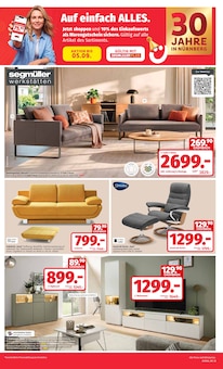 Couch im Segmüller Prospekt "Zum Glück gibt’s Segmüller - Glück ist Hochspringen zu Tiefpreisen" mit 8 Seiten (Nürnberg)