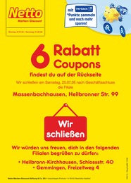 Netto Marken-Discount Prospekt für Schwaigern: "6 Rabatt-Coupons", 2 Seiten, 27.07.2026 - 01.08.2026