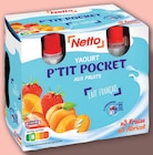 P'tit pocket - yaourt à boire gourde, 3 abricots & 3 fraises - NETTO en promo chez Netto P'tit pocket - yaourt à boire gourde, 3 abricots & 3 fraises - NETTO dans le catalogue Netto
