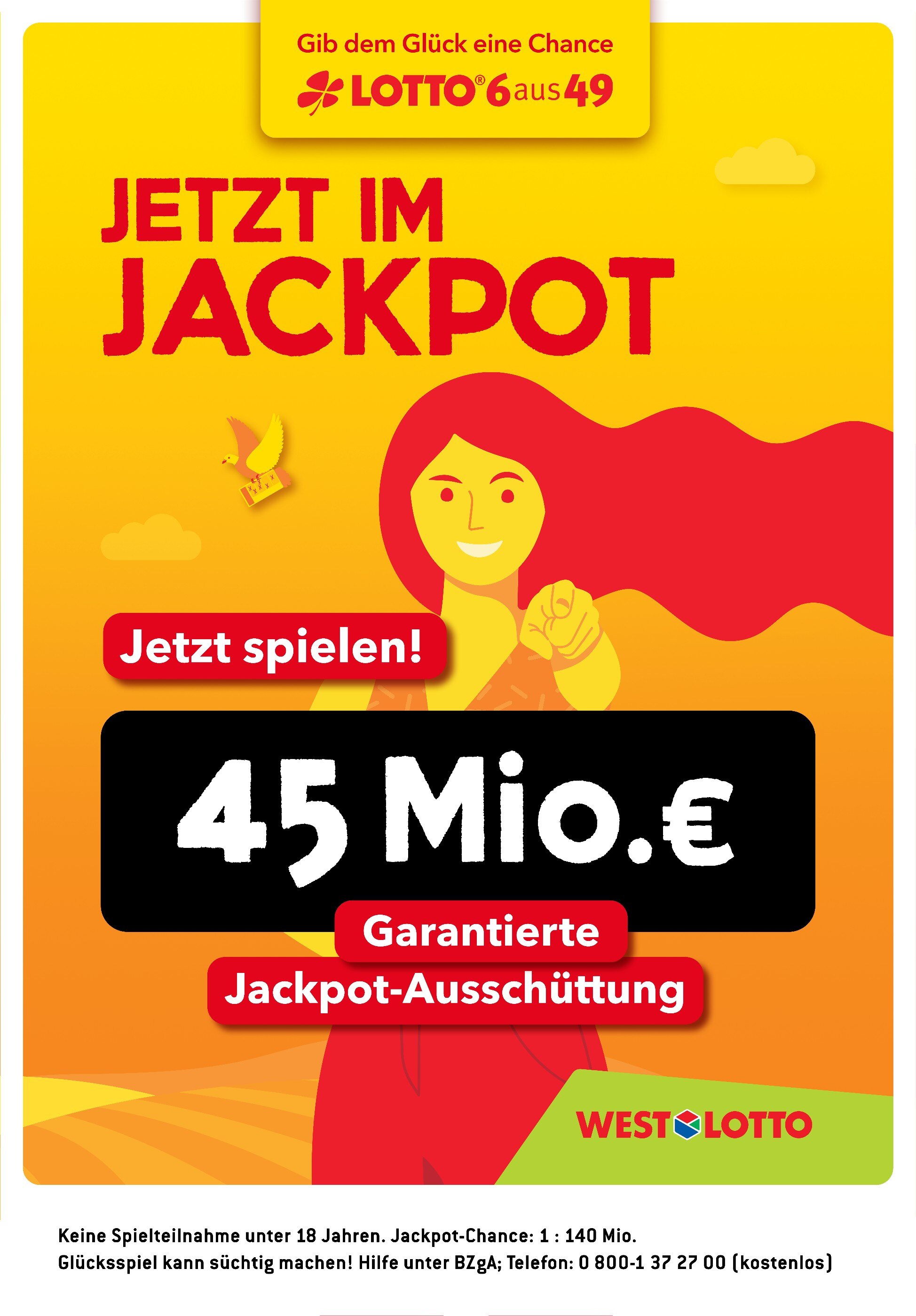Westlotto Prospekt für Bielefeld mit 2 Seiten Westlotto Prospekt für Bielefeld: "Jetzt im Jackpot rd. 45 Mio. €", 2 Seiten, 17.01.2022 - 19.01.2022