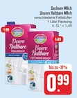 Aktuelles Unsere Haltbare Vollmilch oder Unsere Haltbare Fettarme Milch Angebot bei EDEKA in Jena ab 0,99 €