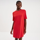 Robe droite crêpe manches courtes rouge femme à 19,99 € dans le catalogue La Halle
