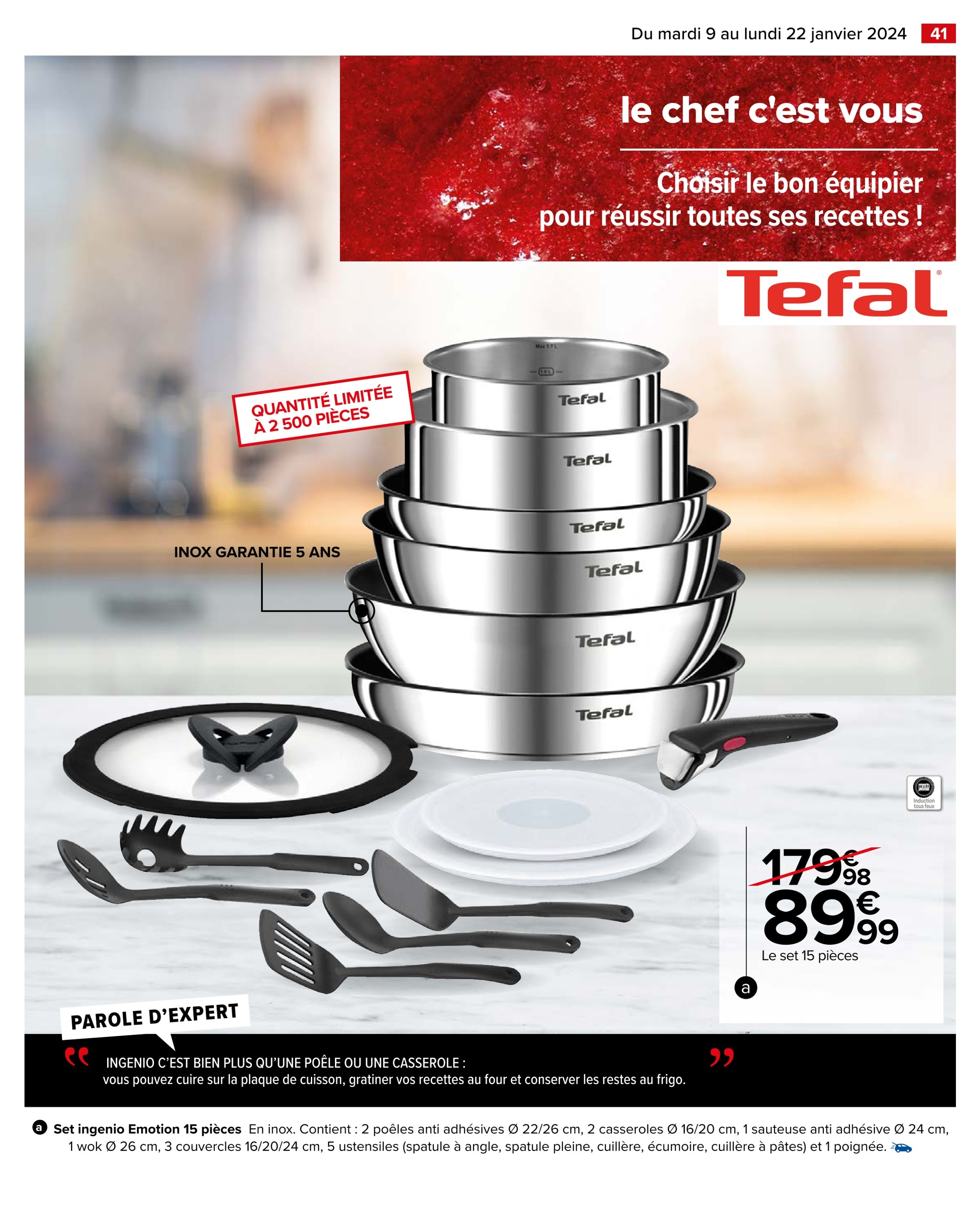 Promo Tefal lot de 3 casseroles 16, 18 et 20cm ingenio eco resist chez  Casino Supermarchés