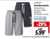 Sweatbermudas von LIVERGY für 5,99 € bei Lidl im Angebot Sweatbermudas von LIVERGY im aktuellen Lidl Prospekt