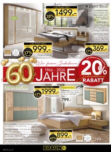 Bett im BRAUN Möbel-Center Prospekt "60 Jahre Braun Möbel Center" mit 20 Seiten (Reutlingen)