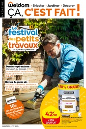 Prospectus Bricolage Weldom en cours à Croissy-sur-Seine et alentours, "Le festival des petits travaux", 24 pages, 25/06/2025 - 22/07/2025 Catalogue Bricolage Weldom en cours à Croissy-sur-Seine et alentours, "Le festival des petits travaux", 24 pages, 25/06/2025 - 22/07/2025