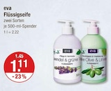 Flüssigseife Lavendel & grüner im V-Markt Prospekt Flüssigseife Lavendel & grüner von eva im aktuellen V-Markt Prospekt für 1,11 €