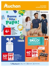 Prospectus Auchan Hypermarché à Perpignan, "Bonne fête Papa !", 24 pages de promos valables du 11/06/2024 au 17/06/2024