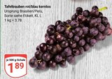 Aktuelles Tafeltrauben rot/blau kernlos Angebot bei GLOBUS in Bochum ab 1,89 €