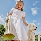 Robe manches ballon ceinture fleurs ivoire fille en promo chez La Halle Robe manches ballon ceinture fleurs ivoire fille dans le catalogue La Halle