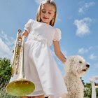 Robe manches ballon ceinture fleurs ivoire fille dans le catalogue La Halle
