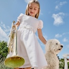 Robe manches ballon ceinture fleurs ivoire fille en promo chez La Halle Robe manches ballon ceinture fleurs ivoire fille dans le catalogue La Halle